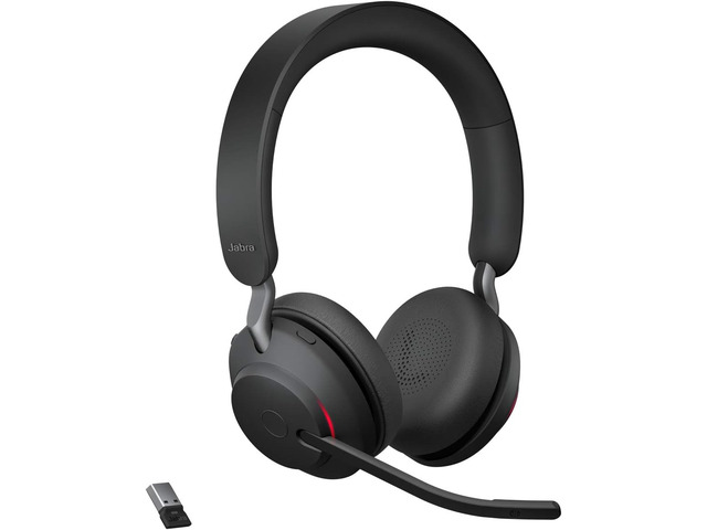 Jabra Evolve2 65 Bluetooth Wireless Headset with Mic for Calls and Music, Dual-Ear Headphones with USB-A Adapter, Up to 37 Hours Battery,...