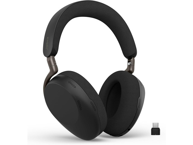 Jabra Evolve3 85 Over-Ear Wireless Bluetooth Headset with Microphone for Work, USB-C, AI Voice Call Technology, Adaptive Active Noise Cancellation,...