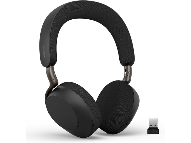 Jabra Evolve3 75 On-Ear Wireless Bluetooth Headset with Microphone for Work, USB-A, AI Voice Call Technology, Advanced Active Noise Cancellation,...