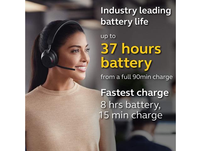 Jabra Evolve2 65 MS Wireless Headphones with Link380a, Stereo, Black - Wireless Bluetooth Headset for Calls and Music, 37 Hours of Battery Life,...