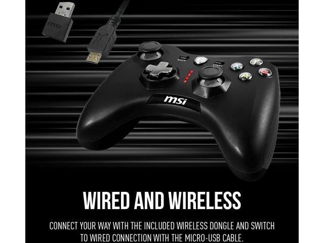 MSI Force GC30V2 Wireless Gaming Controller, Dual Vibration Motors, Dual Connection Modes, Interchangeable D-Pads, Compatible with PC & Android