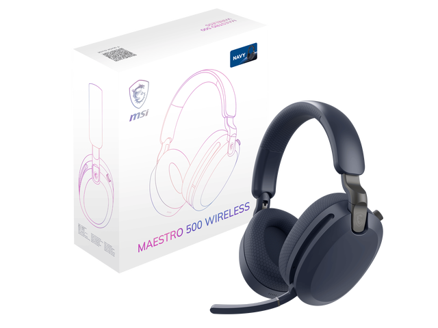 MSI MAESTRO 500 WIRELESS Gaming Headset, 40mm Drivers, Foldable Design, Act…