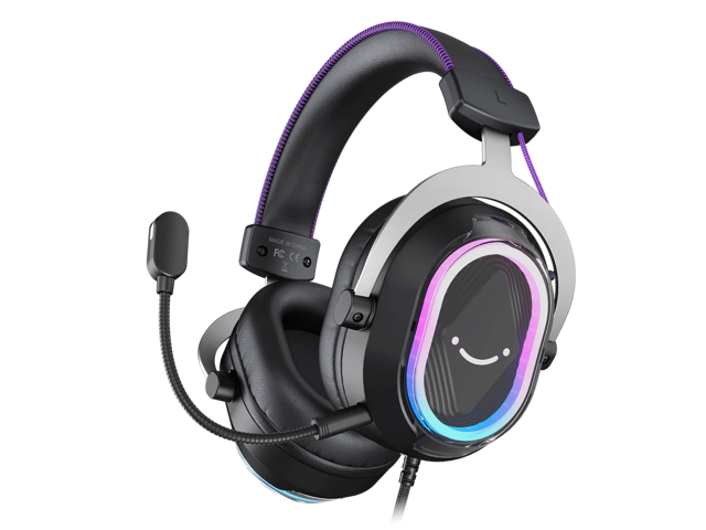 FIFINE H13 USB Gaming Headset - with Mic - 7.1 Surround Sound - Vibrant RGB Lighting - Ergonomic Ear Pads - Control Box, Streaming