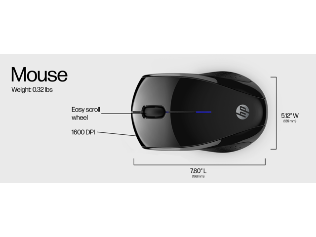 HP - X3000 G3 Wireless Optical Ambidextrous Mouse - Wireless - Jet Black - image 3