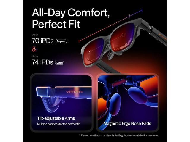 VITURE - Luma Pro XR Glasses - 152 inches 1200p Ultra Sharp Display, 1000 Nits, 52 degrees FOV, Myopia Adjustments - Regular - Black - image 6