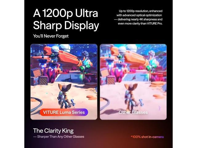 VITURE - Luma Pro XR Glasses - 152 inches 1200p Ultra Sharp Display, 1000 Nits, 52 degrees FOV, Myopia Adjustments - Regular - Black - image 4