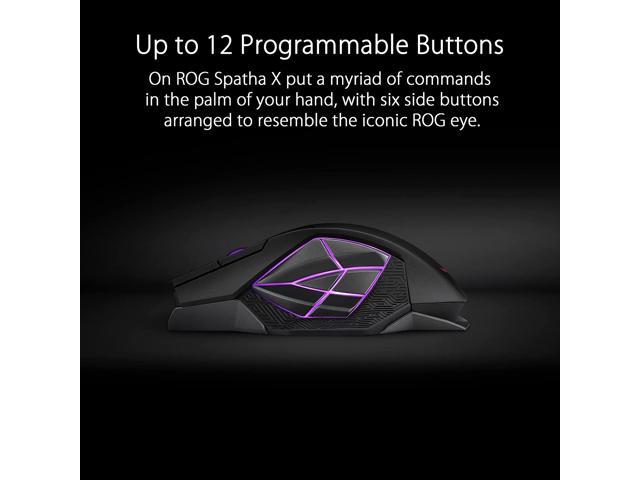 ASUS - ROG Spatha X Wireless Optical Gaming Mouse with 12 Programmable Buttons and Magnetic Charging Stand - Wireless - Black - image 3