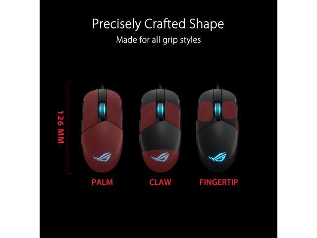 Asus ROG Strix Impact III Gaming Mouse, Semi-Ambidextrous, Wired, Lightweight, 12000 DPI sensor, 5 programmable buttons, Replaceable switches,...