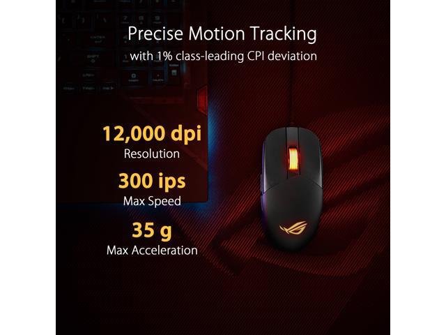 Asus ROG Strix Impact III Gaming Mouse, Semi-Ambidextrous, Wired, Lightweight, 12000 DPI sensor, 5 programmable buttons, Replaceable switches,...