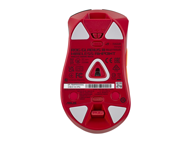 Asus ROG Gladius III Wireless AimPoint EVA-02 Edition Gaming Mouse, 2.4GHz RF, Bluetooth, Wired, 36K DPI sensor, 6 programmable buttons, ROG...