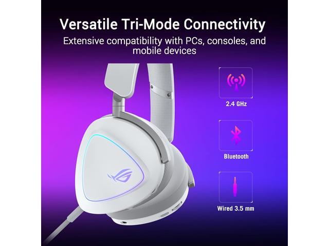 ASUS - ROG Delta II Wireless RGB Gaming Headset for PC/Mac, Xbox, PS5, PS4 and Switch - White - image 9