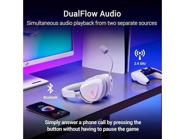 ASUS - ROG Delta II Wireless RGB Gaming Headset for PC/Mac, Xbox, PS5, PS4 and Switch - White - image 7