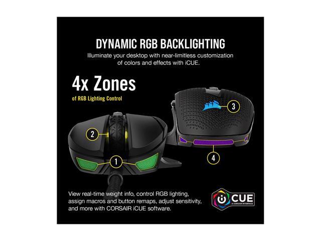 CORSAIR - Nightsword RGB Tunable FPS/MOBA Wired Optical Gaming Mouse with Adjustable Weights - Wired - Black - image 6