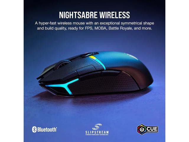 Corsair NIGHTSABRE WIRELESS RGB Gaming Mouse, hyper-fast sub-1ms SLIPSTREAM WIRELESS, 26k DPI Optical Sensor, 11 fully programmable buttons,...