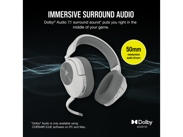 CORSAIR - HS Series HS55 Wireless Gaming Headset for PC, PS5, and Mobile - White - image 5