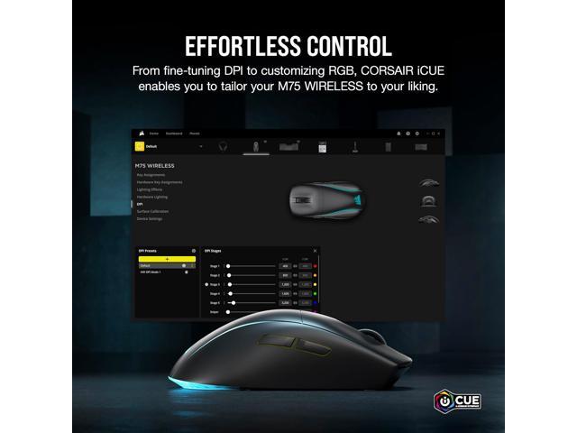 CORSAIR - M75 WIRELESS Lightweight Optical RGB Gaming Ambidextrous Mouse - Wireless - Black - image 8