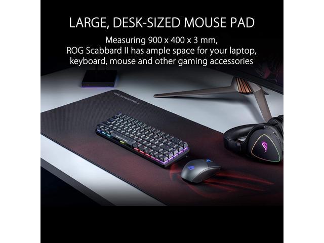 ASUS NC08 ROG Scabbard II Extended Gaming Mouse Pad, Nano Technology Smooth Glide Tracking, Protective Coating for Water, Oil, Dust-Repelling Surface