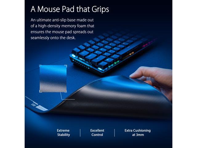 ASUS ROG Hone Ace XXL Gaming Mouse Pad, High-density memory foam base, Hybrid Cloth Material, 400 x 900 x 3 mm, Esports & FPS Gaming, Black