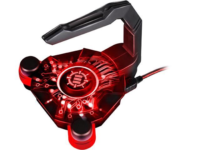 ENHANCE Mouse Bungee Cord Holder and Active USB Hub with Red LED Lighting - Boost Gaming Accuracy By Eliminating Cable Drag