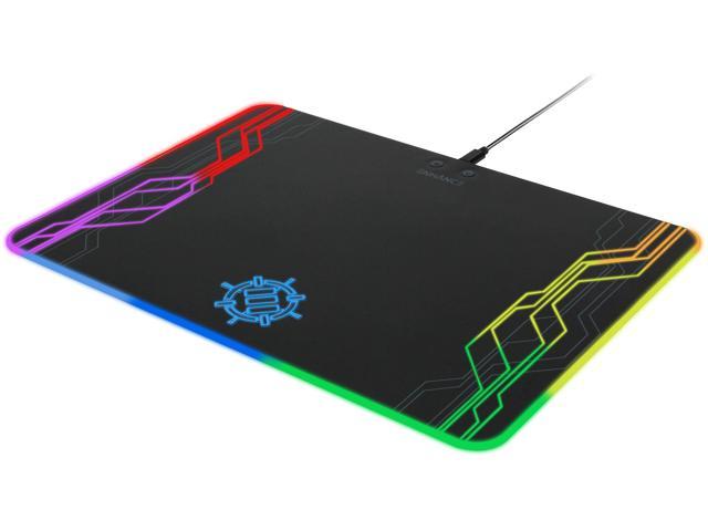 ENHANCE LED Gaming Mouse Pad Hard Large Surface - 7 RGB Light Up Modes, Lighting Brightness Controls with Transparent Decals & Edges - Ambient.