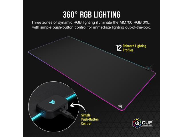CORSAIR MM700 RGB Extended 3XL Cloth Gaming Mouse Pad / Desk Mat - Massive 1,220mm x 610mm (48" x 24") Cloth Surface - 360° Three-Zone RGB...