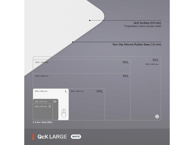 SteelSeries - QcK Cloth Gaming Mouse Pad (Large) - White - image 3