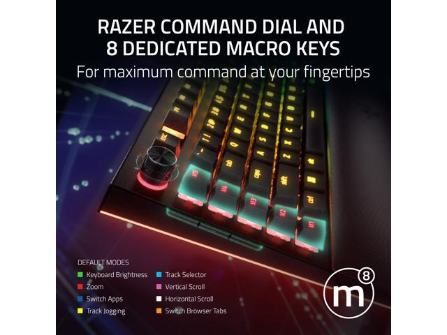 Razer - BlackWidow V4 Pro Full Size Wired Mechanical Green Clicky Switch Gaming Keyboard with Chroma RGB Backlighting - Black - image 5