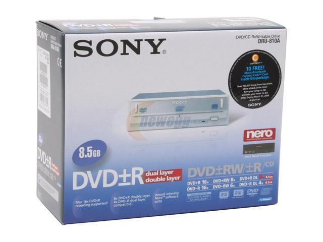 SONY 16X DVD±R DVD Burner With Black Front Panel White E-IDE/ATAPI Model DRU810A