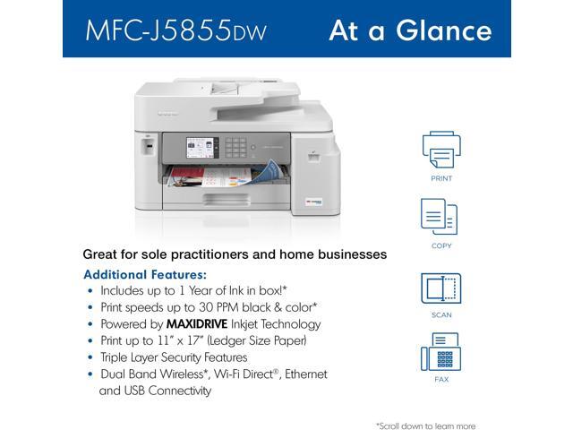 Brother - MFC-J5855DW INKvestment All-in-One Inkjet Printer with up to 1-Year of Ink In-box - White/Gray - image 2