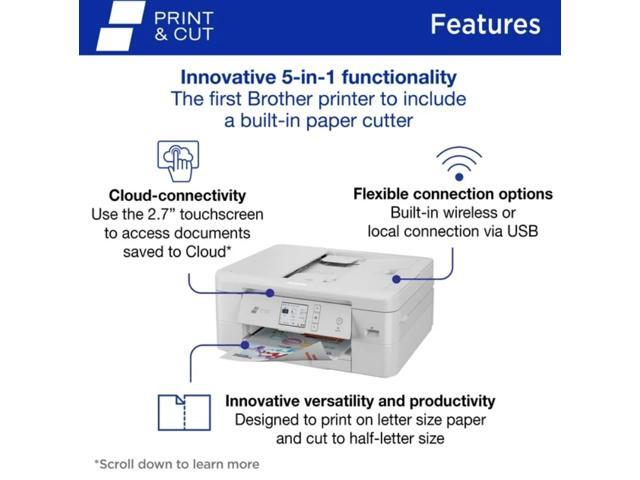 Brother MFC-J1800DW Print & Cut All-in-One Color Inkjet Printer with automatic paper cutter