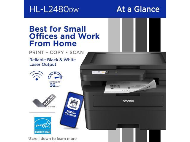 Brother - HL-L2480DW Wireless Black-and-White Refresh Subscription Eligible 3-in-1 Laser Printer, Great for Small Offices - Gray - image 2