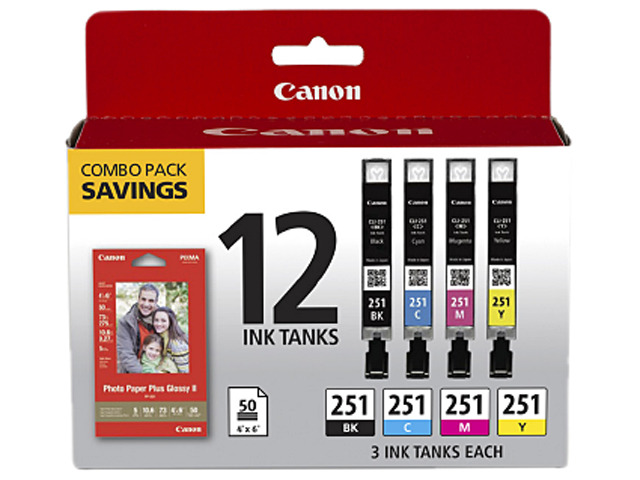 Canon CLI-251 Ink Cartridge - Combo Pack - Black/Cyan/Magenta/Yellow/Paper