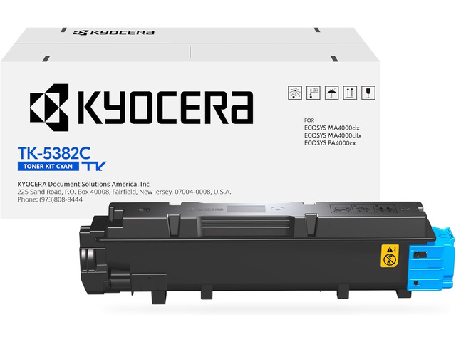Kyocera TK-5382C Cyan Toner Cartridge for ECOSYS MA4000cifx / MA4000cix / PA4000cx Laser Model Printers - 1T02Z0CUS0