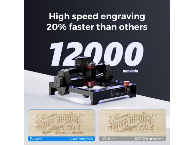 Rosewill Mini Laser Engraver 3.5W Diode Laser Engraving & Cutting Machine, 12000mm/min High Speed, 0.04mm Compressed Spot,,130x140mm Engraving...