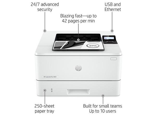 HP - LaserJet Pro 4001n Black-and- Laser Printer - White - image 2