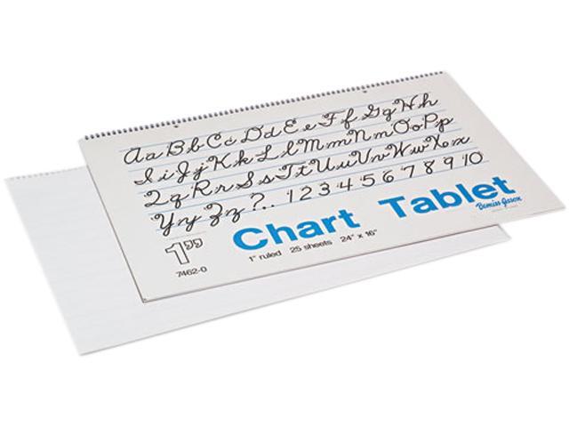 Pacon 74620 Chart Tablets w/Cursive Cover, Ruled, 24 x 16, White, 25 Sheets/Pad