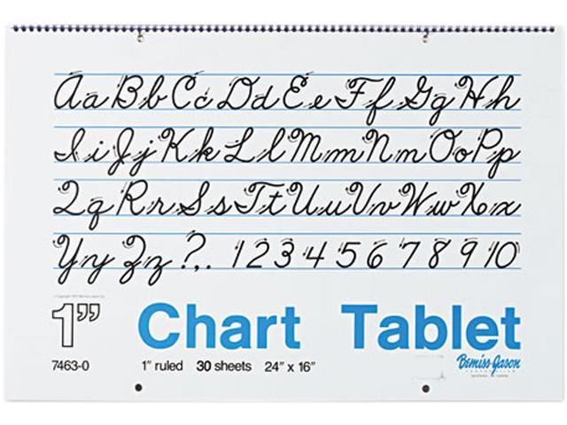 Pacon 74630 Chart Tablets w/Cursive Cover, Ruled, 24 x 16, White, 30 Sheets/Pad
