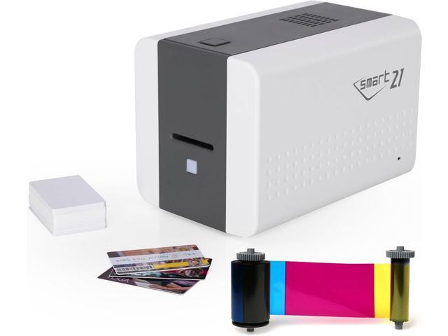 IDP SMART-21S Starter ID Printer Kit, Includes printer, color ribbon, 100 cards and Smart IDesigner badge creation software