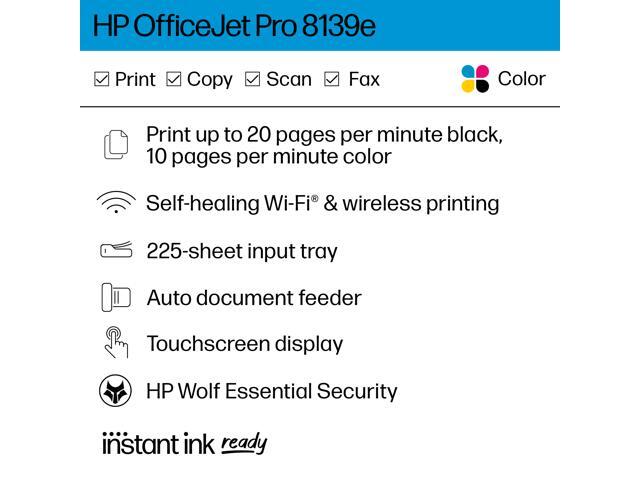 HP - OfficeJet Pro 8139e Wireless AI-Enabled AiO Inkjet Printer w/ 12 Months of Instant Ink (+1 Bonus Month of Ink w/ Code) - White - image 2