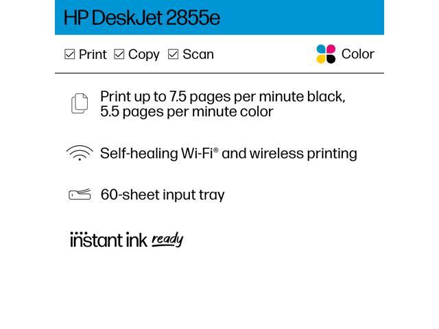 HP - DeskJet 2855e Wireless AI-Enabled All-in-One Inkjet Printer with 3 Months of Instant Ink (+1 Bonus Month of Ink w/ Code) - White - image 2