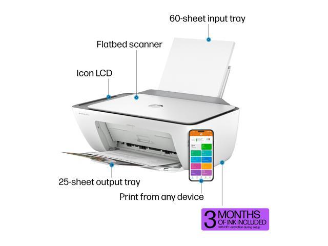 HP - DeskJet 2855e Wireless AI-Enabled All-in-One Inkjet Printer with 3 Months of Instant Ink (+1 Bonus Month of Ink w/ Code) - White - image 3