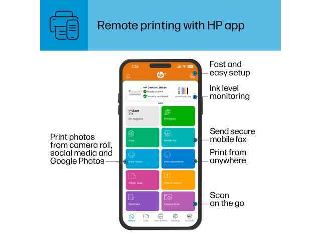 HP - DeskJet 2855e Wireless AI-Enabled All-in-One Inkjet Printer with 3 Months of Instant Ink (+1 Bonus Month of Ink w/ Code) - White - image 8