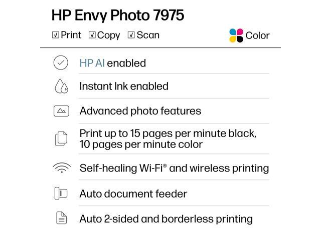 HP - Envy Photo 7975 Wireless AI-Enabled All-in-One Inkjet Printer w/ 3 Months of Instant Ink (+1 Bonus Month of Ink w/ Code) - White - image 6