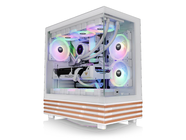 Thermaltake View 270 Plus WS ARGB; Mid Tower; 3x120mm Lite Fans Included; 360mm Radiator Support; 420mm GPU Clearance; Bottom Wood Trim;