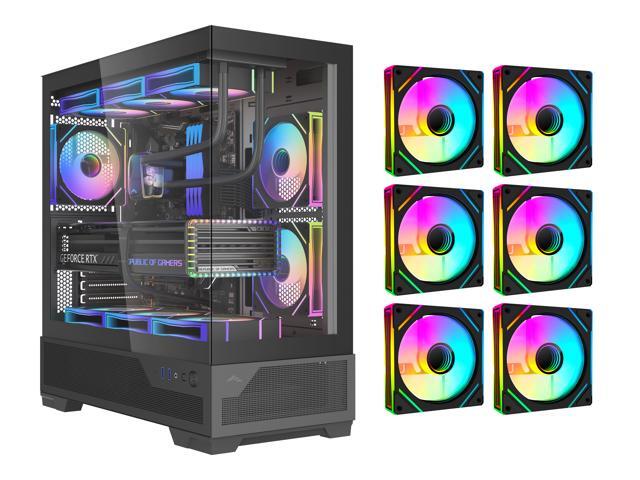 SAMA V43 ATX Gaming PC Case, 6 x ARGB Infinity Mirror Fans + PWM Hub Included, High Airflow, USB 3.2 Gen2x2 Type-C, Supports 360mm Radiator, 427mm...