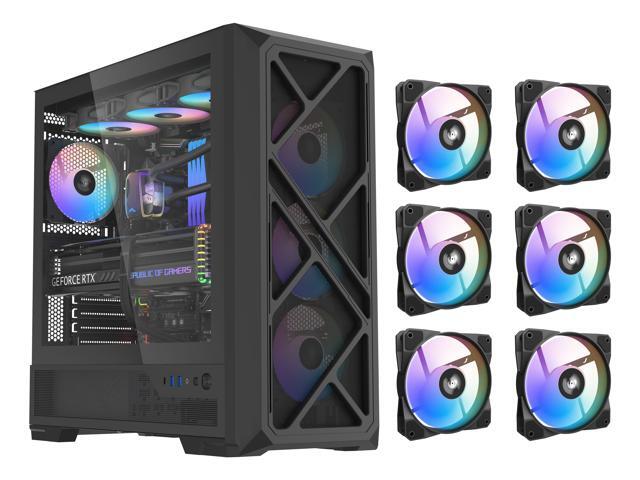 SAMA S41 High Airflow ATX PC Case, Supports 12 Fans, 4 x ARGB Fans + PWM/ARGB Hub Included, USB 3.2 Gen2x2 Type-C, 360mm Radiator, 427mm GPU,...