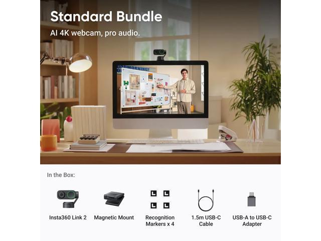 Insta360 - Link 2 PTZ 4K Webcam for Conferencing, Gaming & Streaming, 1/2" Sensor, AI Tracking, works w/ Zoom, Teams, Twitch & more - Black - image 3