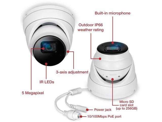 TRENDnet TV-IP1515PI Indoor/Outdoor 5MP H.265 WDR PoE IR Fixed Turret Network Camera, TV-IP1515PI