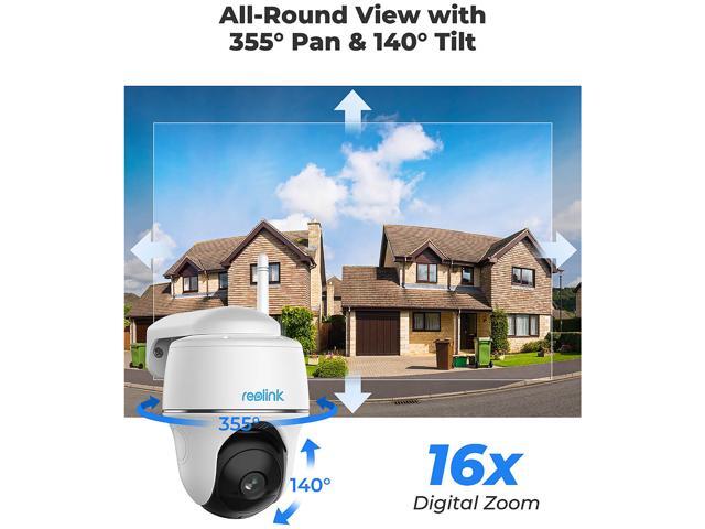 REOLINK Argus PT + Solar Panel Wireless Security Cameras Outdoor, Pan Tilt Solar Powered, 5MP 2K+ Color Night Vision, 2.4/5GHz WiFi, Smart Cameras...