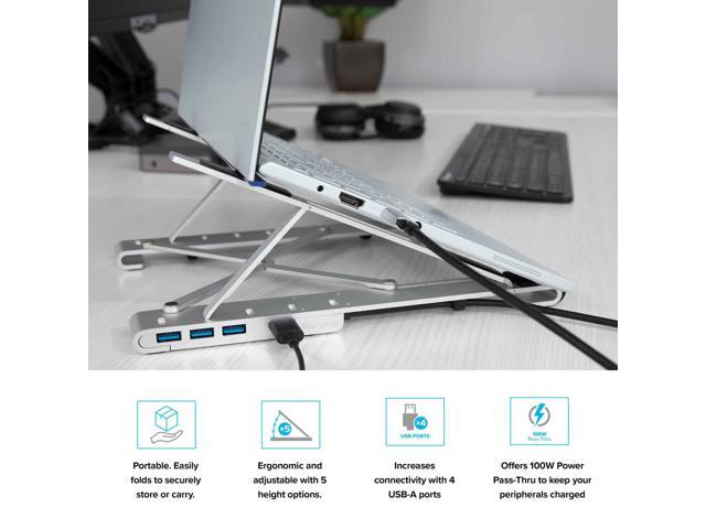 Targus - Portable Laptop Stand + Integrated USB-A Hub - Silver - image 5